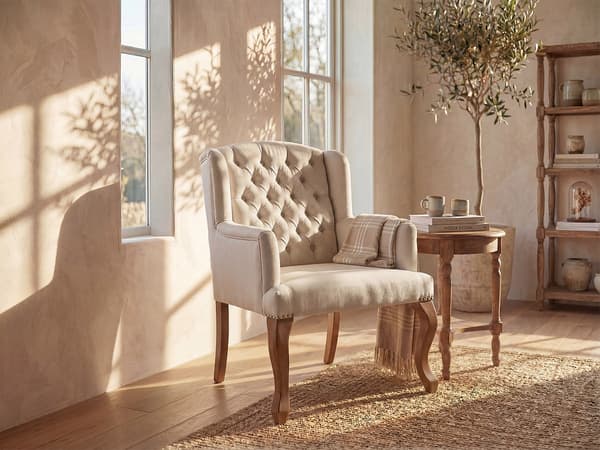 Vente-unique - PARUNA tygfåtölj med vingrygg - Beige