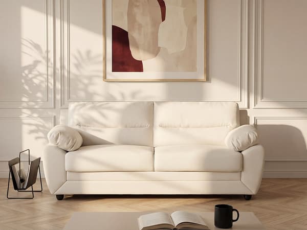 Vente-unique - 3-sitssoffa i läderimitation MANOA - Vit