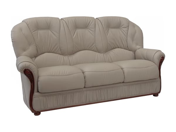 Vente-unique - 3-sits soffa och fåtölj 100% buffelläder taupe DAPHNE