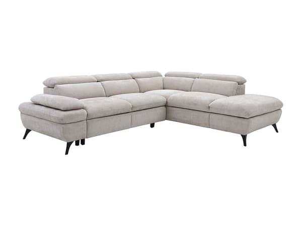 Vente-unique - Högervänd bäddsoffa i texturerat beige tyg SURDELI