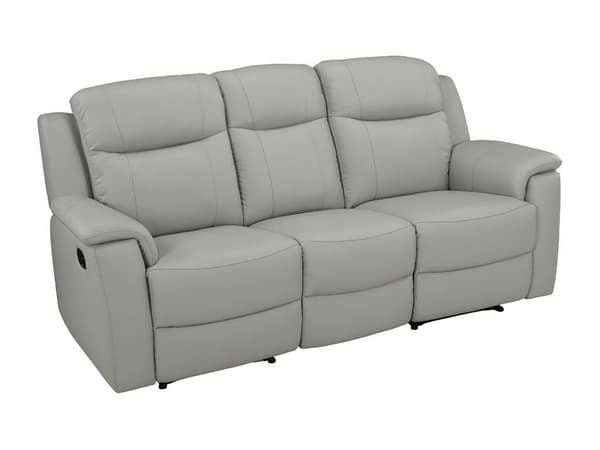 Vente-unique - 3-sits reclinersoffa EVASION i läder - Ljusgrå
