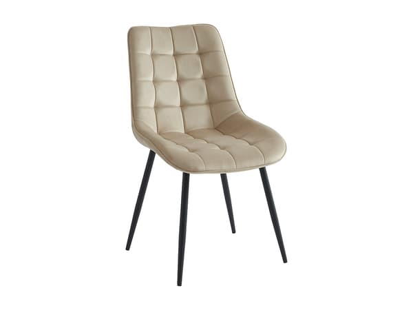 Vente-unique - Set med 2 vadderade stolar - Sammet och svart metall - Beige - OLLUA