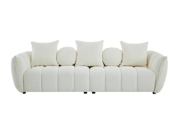 Vente-unique - 4-sits soffa i beige texturerat tyg GONOLON