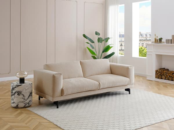 Vente-unique - 3-sits soffa i beige chenille-tyg DEMBOLA