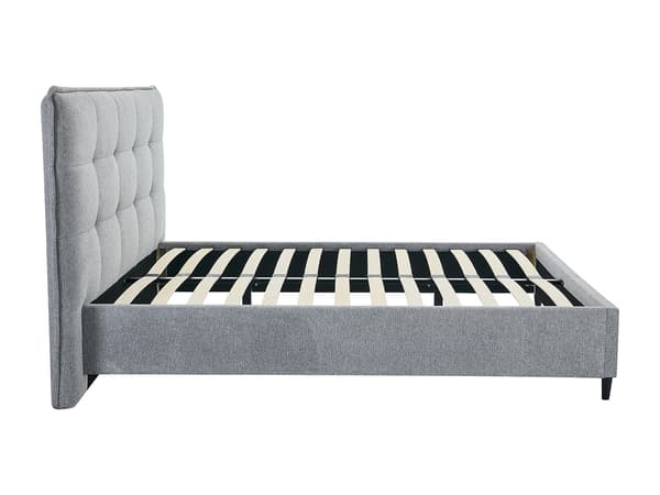 Vente-unique - Säng 180 x 200 cm med Vadderad sänggavel - Tyg - Grå - NIRPIO