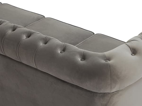 Vente-unique - Soffa 4 platser i mörkgrå sammet - Chesterfield