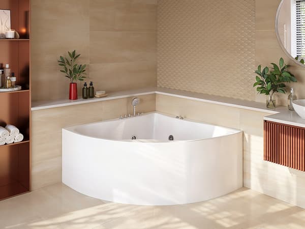 Vente-unique - Hörnbubbelbadkar AGYNESS - 263L - 135*135*57 cm