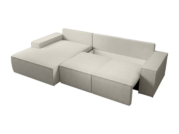 Vente-unique - Stor bäddsoffa vänsterställd beige manchester AMELIA