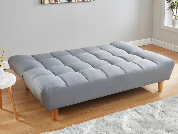 Vente-unique - 3-sitsbäddsoffa med klick-klack-funktion grått tyg ESTEBAN