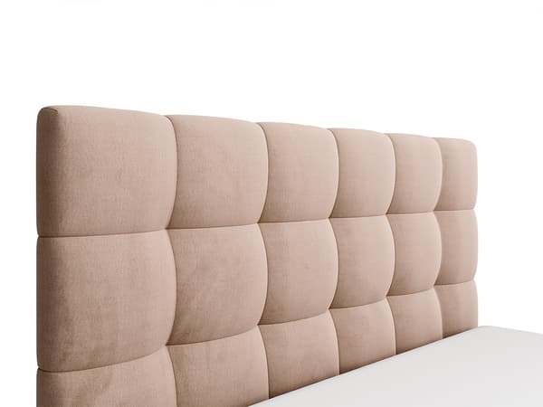 Vente-unique - Säng med förvaring 200 x 200 cm - Sammet - Beige - MIRDAL