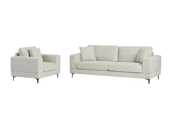 Vente-unique - 3-sitssoffa och fåtölj beige texturerat tyg JAMOLO