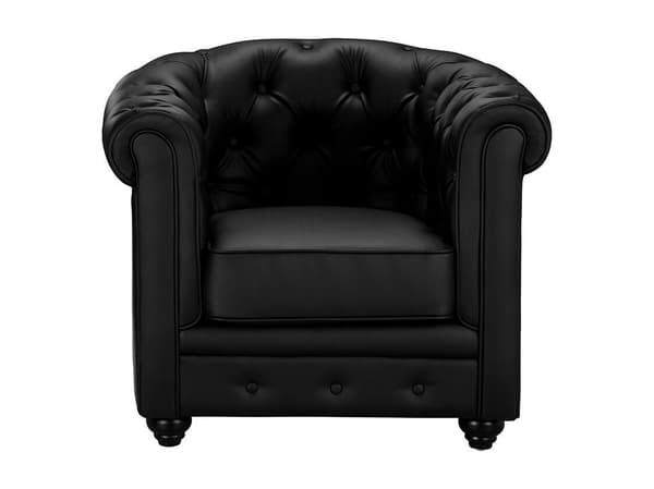 Vente-unique - Set med 2 fåtöljer i läderimitation CHESTERFIELD - Svart