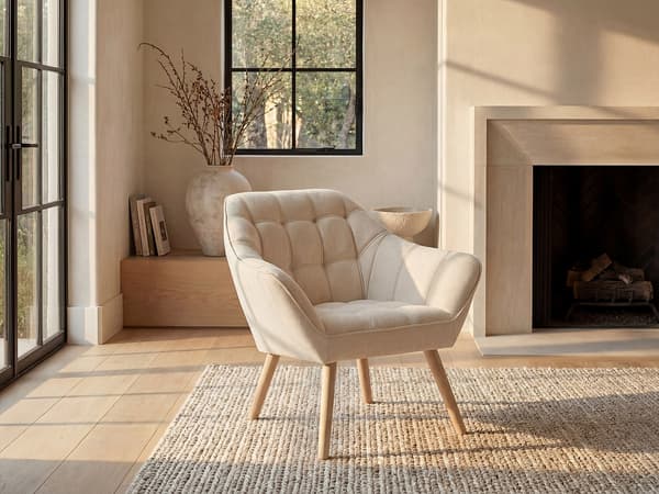 Vente-unique - Beige tygfåtölj CASERTA
