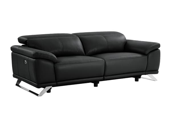 Vente-unique - 3-sits elektrisk reclinersoffa svart läder AZIDEE II