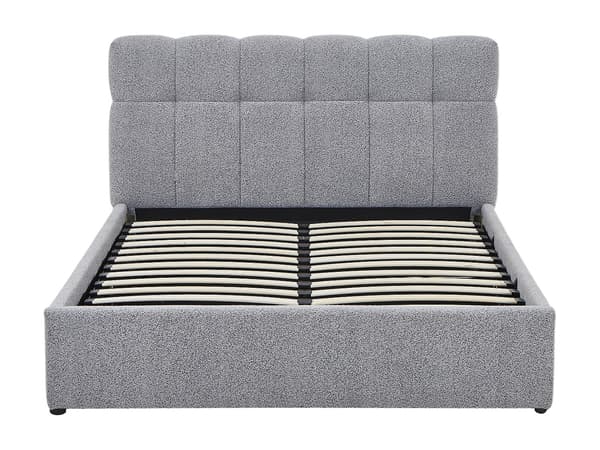 Vente-unique - Sängram med förvaring 160 x 200 cm - Bouclé-tyg - Grå - MAZIRI