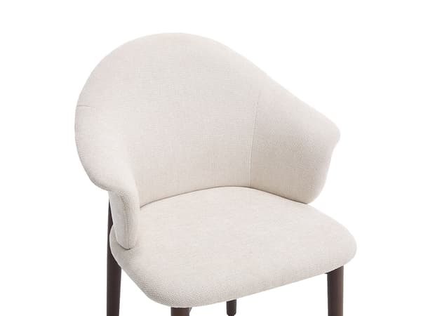 Vente-unique - Set med 2 stolar i texturerat tyg och gummiträ - Crème - LUMELY