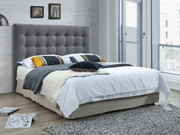 Vente-unique - Huvudgavel med vaddering - 160 cm - Tyg - Grå - FRANCESCO