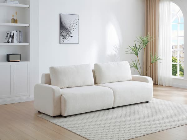 Vente-unique - YOKIRA 4-sits bäddsoffa i beige chenilletyg