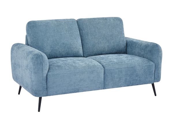 Vente-unique - Soffa 2 platser i blå texturerad tyg LETROSA