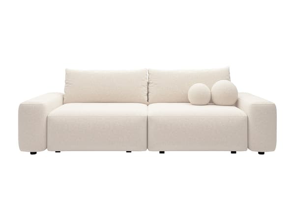 Vente-unique - 4-sits bäddsoffa krämvit texturerat tyg DAVISO