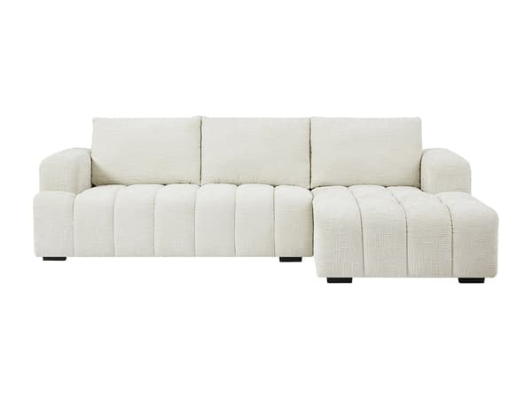 Vente-unique - Texturerad beigetyg Högervänd soffa BENOLA