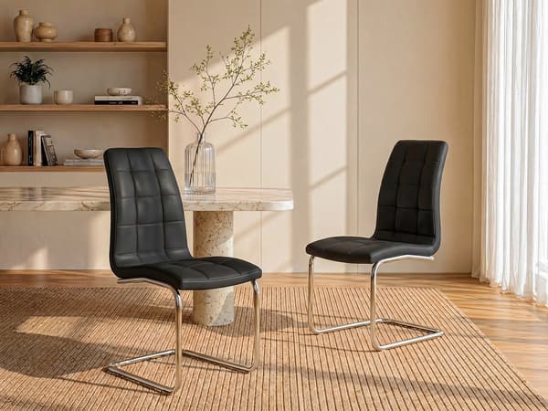 Vente-unique - Set med 6 stolar svart konstläder NADYA