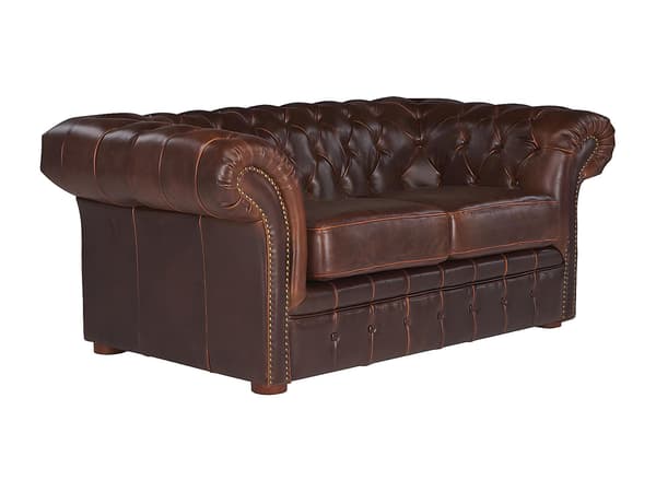 Vente-unique - Chesterfield 2-sitssoffa CLOTAIRE 100% åldrat läder