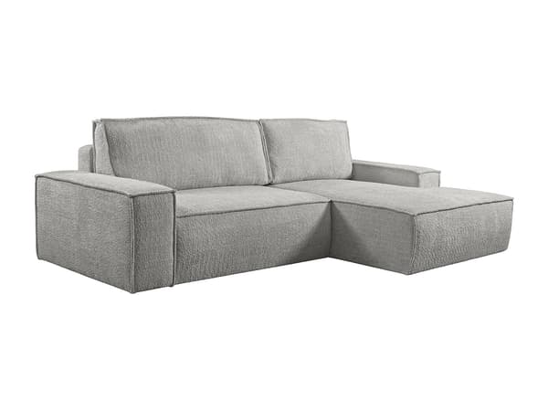 Vente-unique - Bäddsoffa med bouclé-tyg i grått, Högervänd vinkel AMELIA