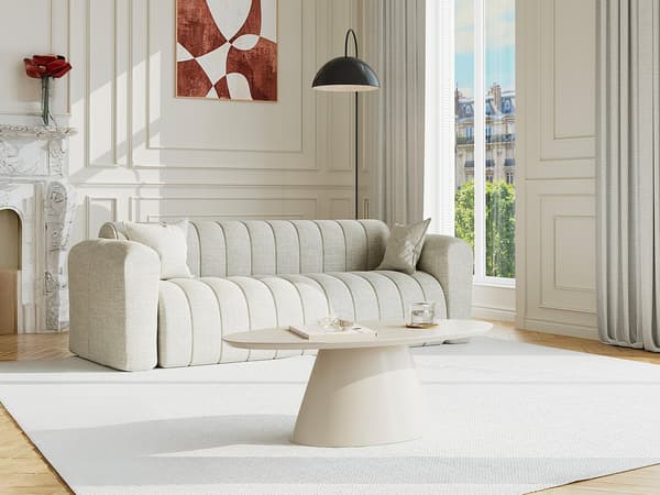 Vente-unique - Soffbord av MDF - Beige - ANTELADA