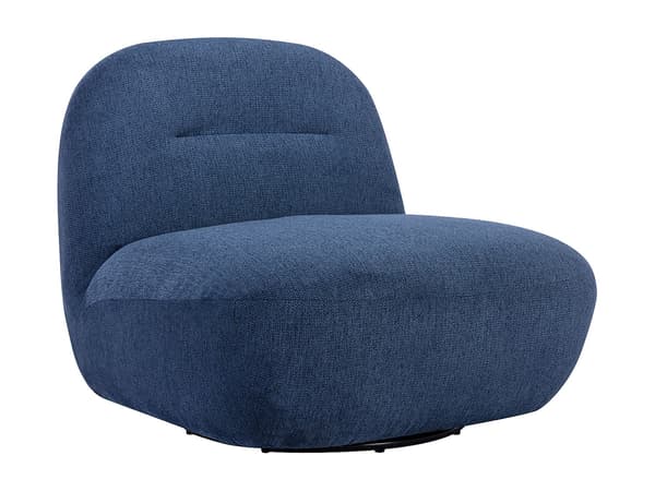 Vente-unique - POZETI blå snurrfåtölj i texturerat tyg