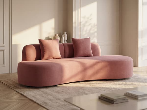 Vente-unique - 3-sits soffa i rosa sammet BASILIANA