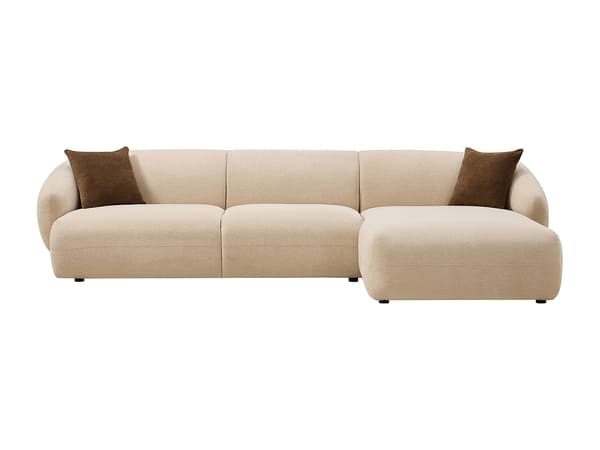 Vente-unique - Högervänd hörnsoffa i beige texturerat tyg MIBASTO