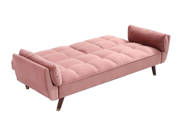 Vente-unique - 3-sits soffa med bäddsoffa i rosa sammet GULCAN