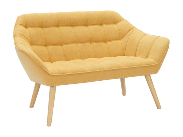Vente-unique - 2-sits soffa i senapsgult tyg CASERTA