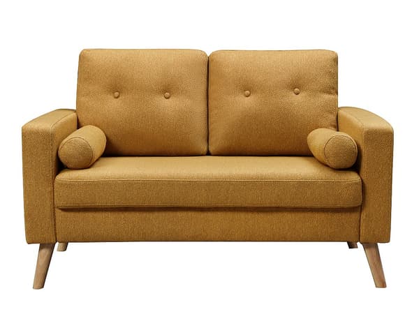 Vente-unique - 2-sits soffa i gult tyg med bouclé-effekt TATUM