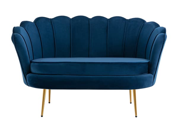 Vente-unique - DANDELION 2-sits snäcksoffa i midnattsblå sammet