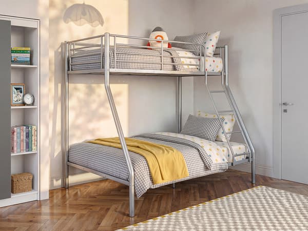 Vente-unique - Våningssäng 90/140 x 190 cm silver stål ELEVATIO IV