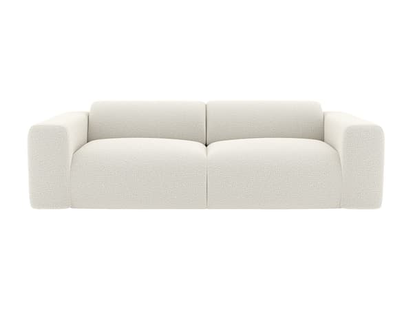Vente-unique - 3-sitssoffa i vit bouclétyg POGNI