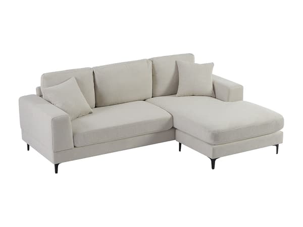 Vente-unique - Vändbar hörnsoffa i beige texturerat tyg JAMOLO