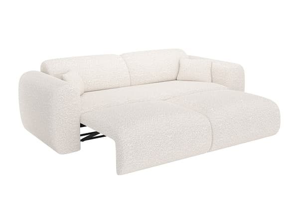 Vente-unique - 4-sits bäddsoffa vit bouclétyg POGNI från Maison Céphy