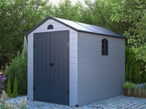 Vente-unique - Trädgårdsskjul i grå resin 5,32 m² - CESIO