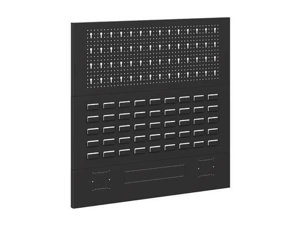 Vente-unique - Perforerad panel i stål - B75 x H72 cm - Antracitgrå ATELIOR
