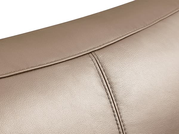 Vente-unique - BATUCO 3-sitssoffa i brunt läder med beige kantband