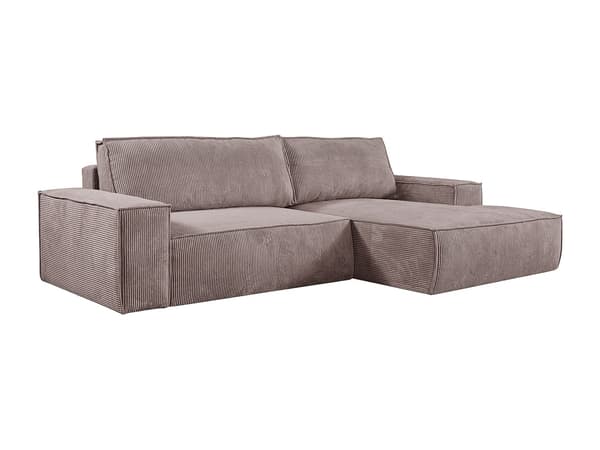 Vente-unique - Högervänd bäddsoffa i ljuslila manchester AMELIA