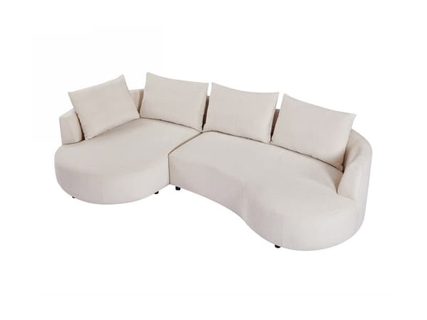 Vente-unique - Vänstervändvänd hörnsoffa i beige texturerad sammet LOUSADO