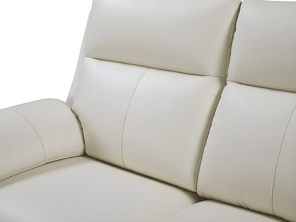 Vente-unique - 3-sits reclinersoffa i elfenbensvit buffelläder PAKITA