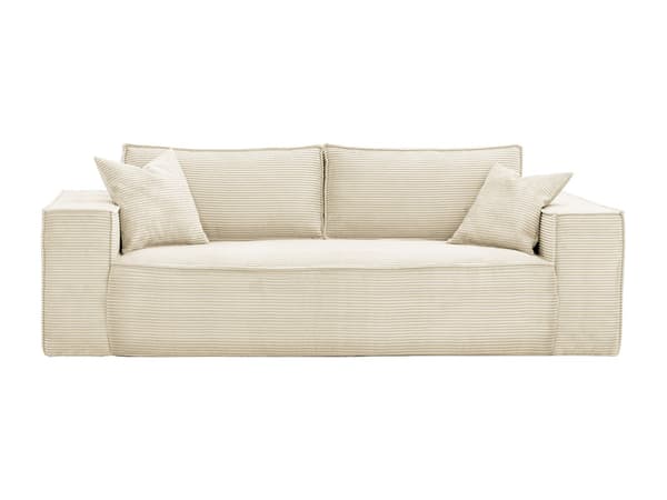 Vente-unique - 3-sitsbäddsoffa beige manchester bädd 140 cm memoryskummadrass 13 cm AMELIA