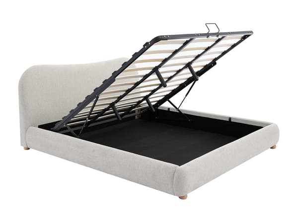 Vente-unique - Säng med förvaring 180 x 200 cm - Tyg - Beige - VANARI