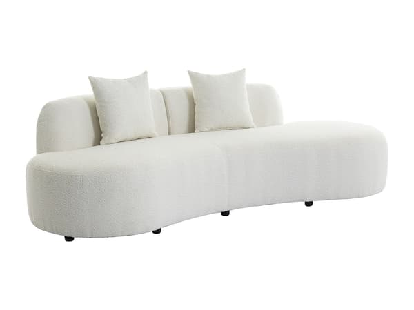 Vente-unique - 3-sitssoffa i vit bouclétyg BASILIANA