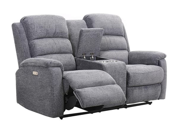 Vente-unique - 2-sits elektrisk reclinersoffa i grått tyg NEVERS
